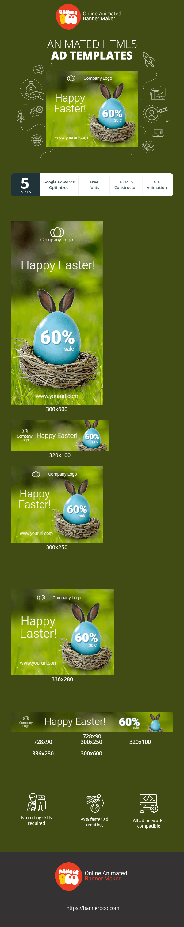 Banner ad template — Happy Easter — 60% Sale!