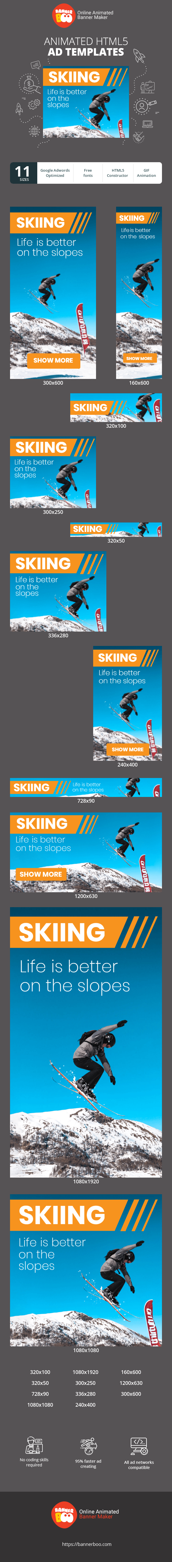 Szablon reklamy banerowej — Skifahren — Das Leben ist besser auf der Piste
