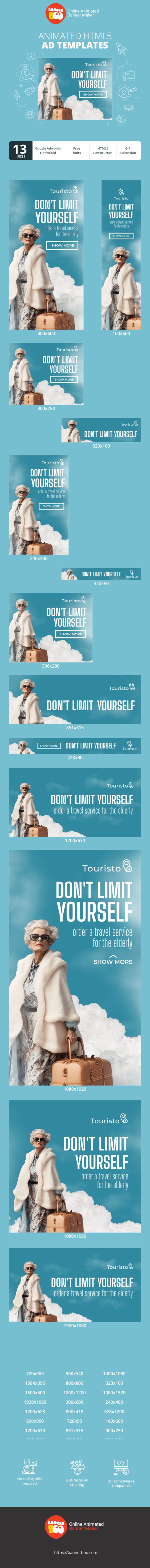 Banner ad template — Don't Limit Yourself — Order A Travel Service For The Elderly