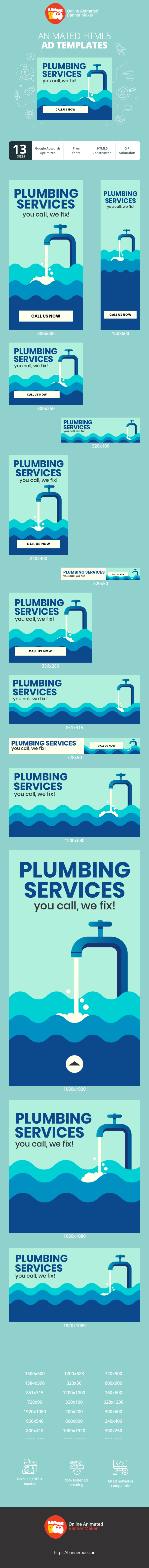 Szablon reklamy banerowej — Plumbing Services — You Call, We Fix!