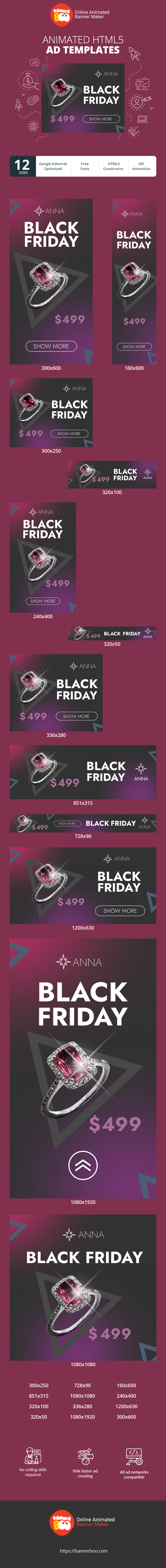 Banner ad template — Black Friday — Jewelry Sale