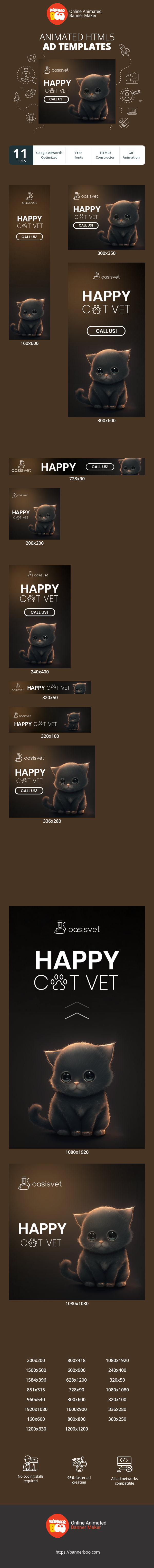 Шаблон рекламного банера — Happy Cat Vet — Veterinary Clinic