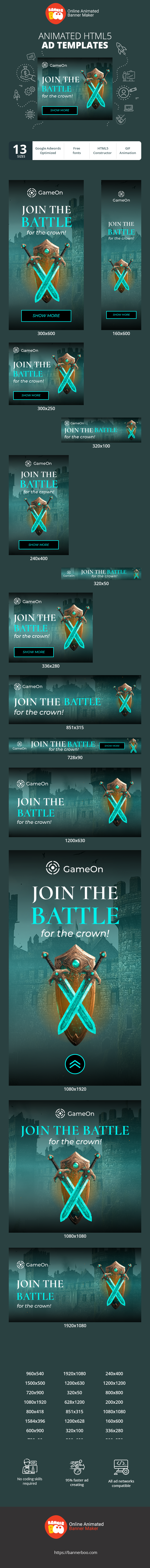 Шаблон рекламного банера — Join The Battle — For The Crown