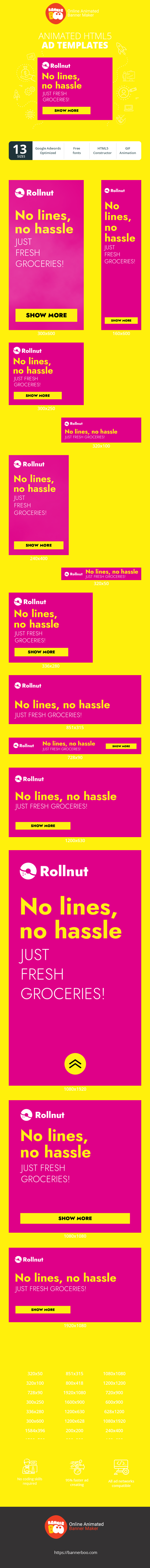 Banner ad template — No Lines, No Hassle — Just Fresh Groceries!