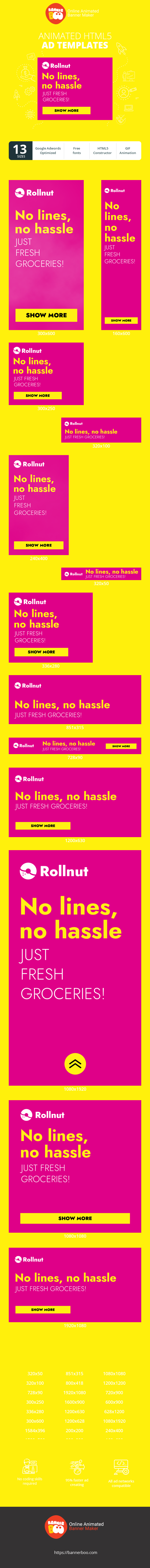 Szablon reklamy banerowej — No Lines, No Hassle — Just Fresh Groceries!