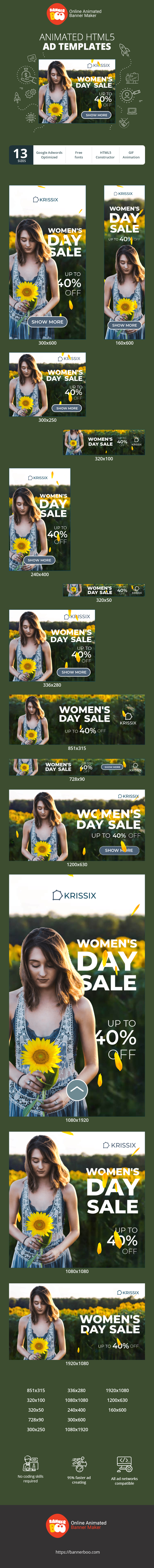 Banner ad template — Women's Day Sale — Up To 40% Off