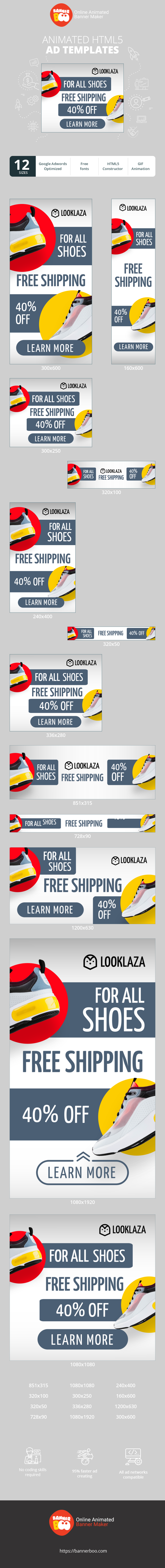 Banner ad template — For All Shoes — Free Shipping 40% Off