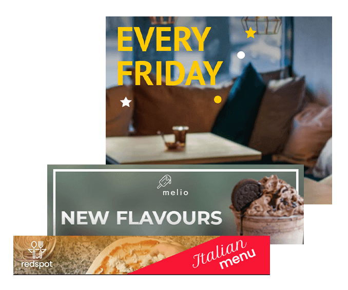 GIF templates of advertising banners for restaurants
