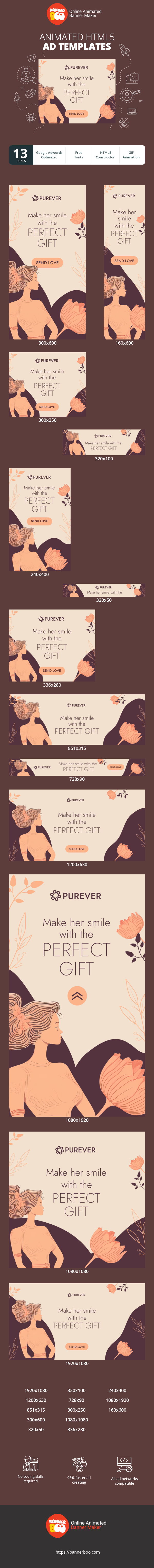 Banner ad template — Make Her Smile With The Perfect Gift — Women's Day