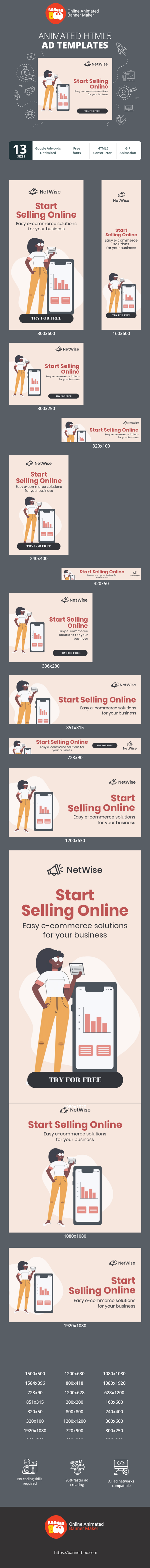 Banner ad template — Start Selling Online — Easy E-Commerce Solutions For Your Business