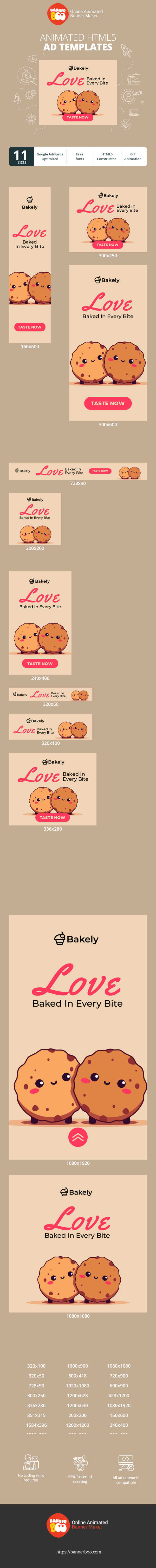 Banner ad template — Love Baked In Every Bite — Valentine's Day