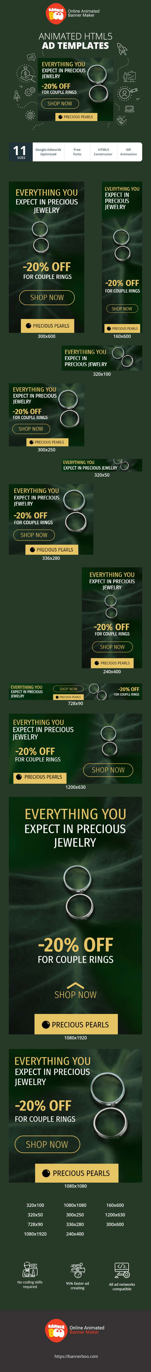 Banner ad template — Everything You Expect In Precious Jewelry — 20% Off For Couple Rings