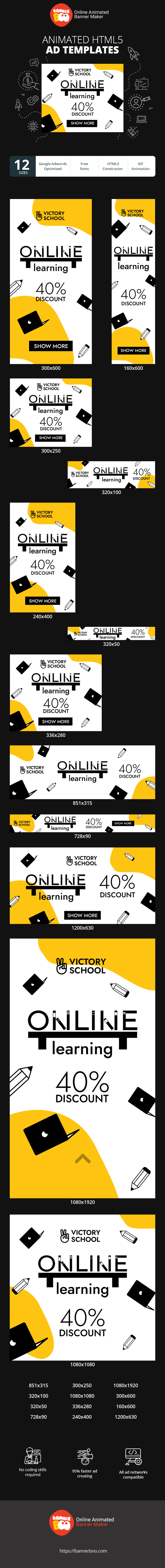 Banner ad template — Online Learning — 40% Discount