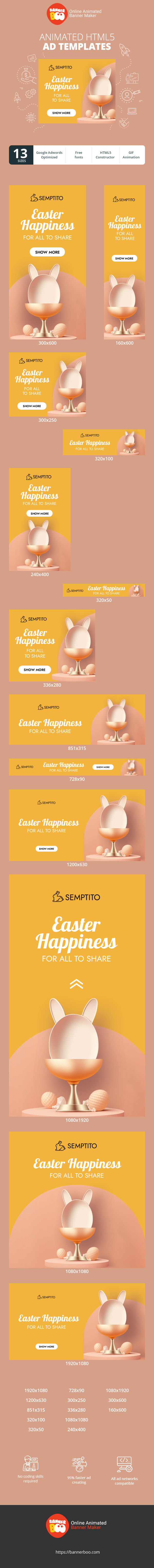 Szablon reklamy banerowej — Easter Happiness For All To Share — Easter Rabbit