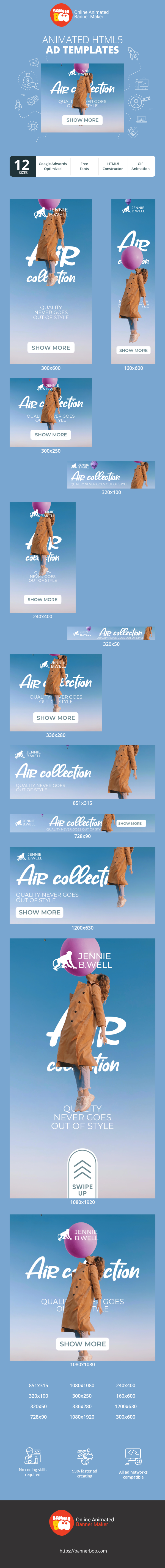 Banner ad template — Air Collection — Quality Never Goes Out of Style