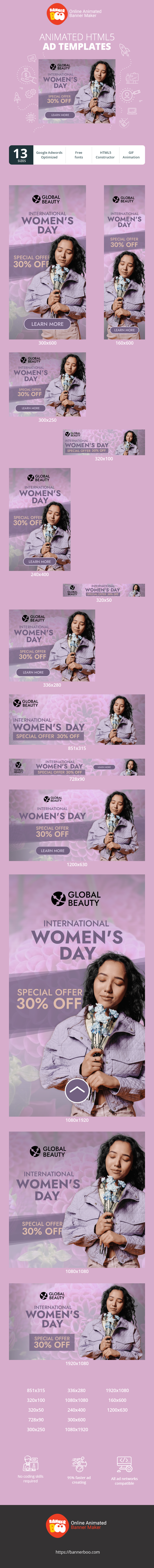 Banner ad template — International Women's Day — Special Offer 30% Off