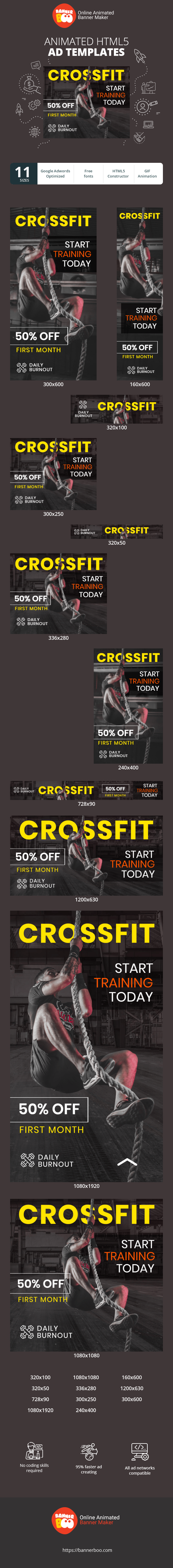 Шаблон рекламного банера — Crossfit Start Training Today — 50% OFF