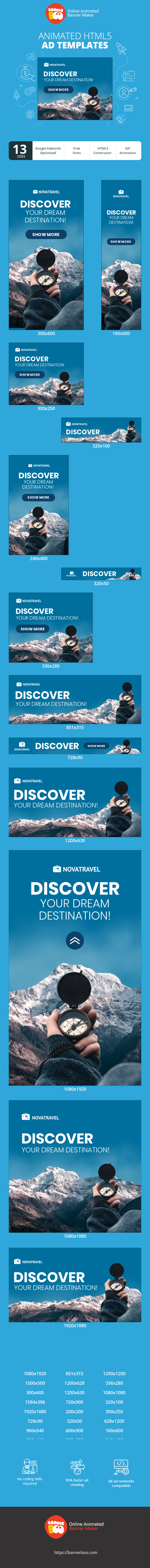 Szablon reklamy banerowej — Discover Your Dream Destination! — Travelling