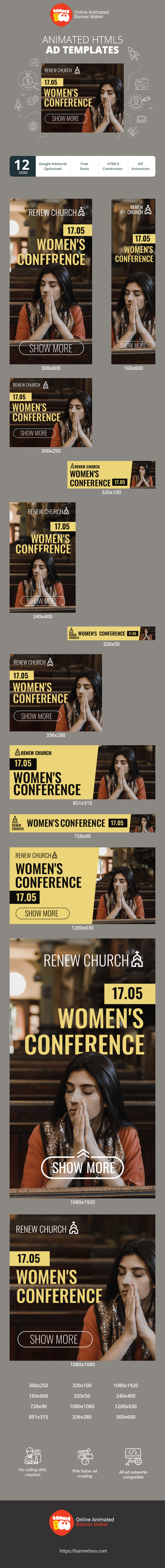 Szablon reklamy banerowej — Konferencja Kobiet — 17.05 Kościół