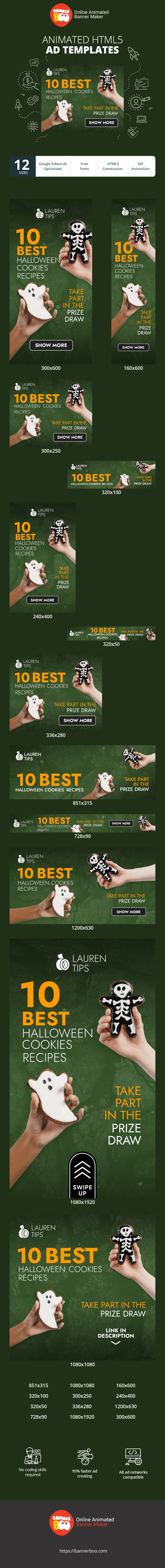 Banner ad template — 10 Best Halloween Cookies Recipes — Take Part In The Prize Draw
