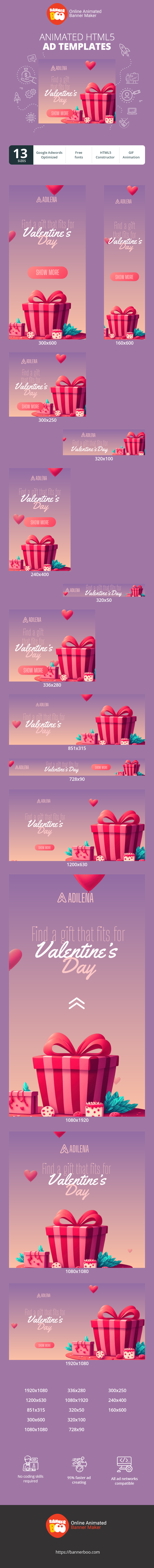 Banner ad template — Find A Gift That Fits For — Valentine’s Day