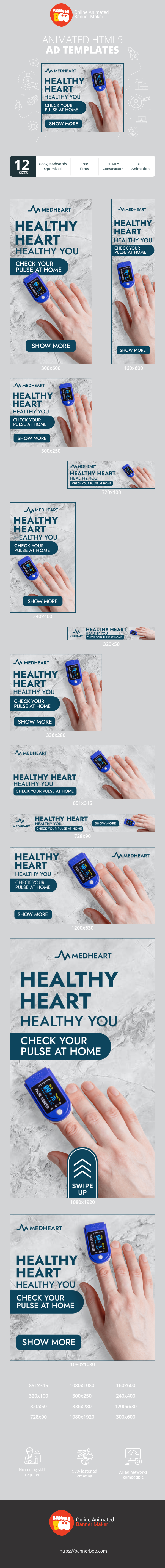 Banner ad template — Healthy Heart Healthy You — Check Your Pulse At Home