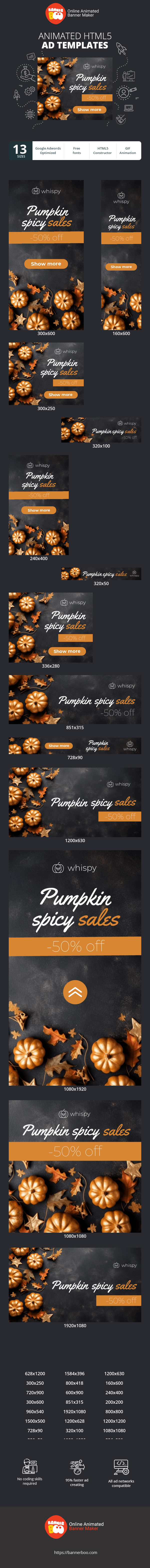 Шаблон рекламного банера — Pumpkin Spicy Sales — -50% Off