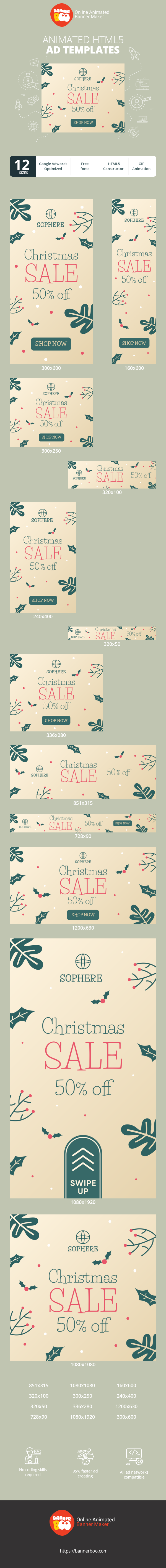 Banner ad template — Christmas Sale — 50% Off