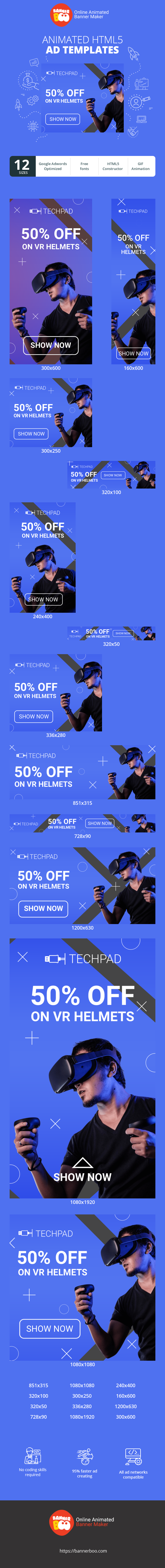 Banner ad template — 50% Off On VR Helmets — Show Now