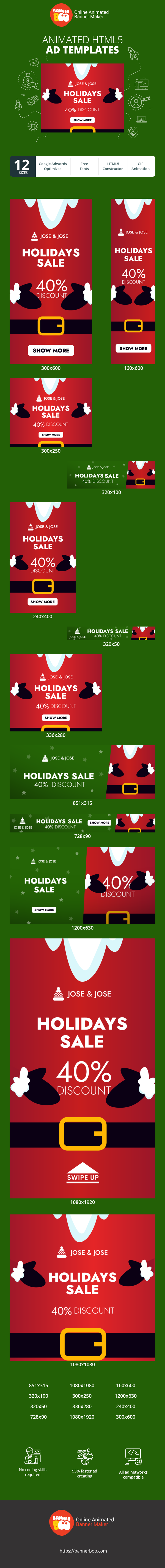 Banner ad template — Holidays Sale — 40% Discount