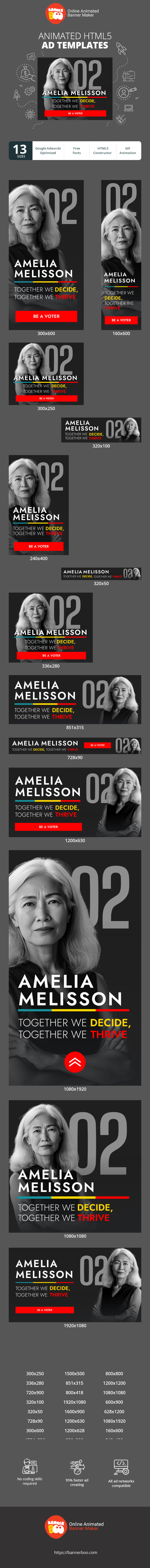 Banner ad template — Amelia Melisson 02 Together We Decide, Together We Thrive — Election Campaign