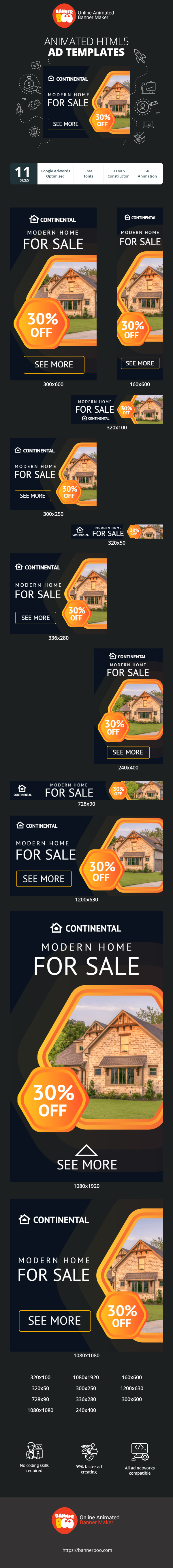 Szablon reklamy banerowej — Modern Home For Sale — 30% Off