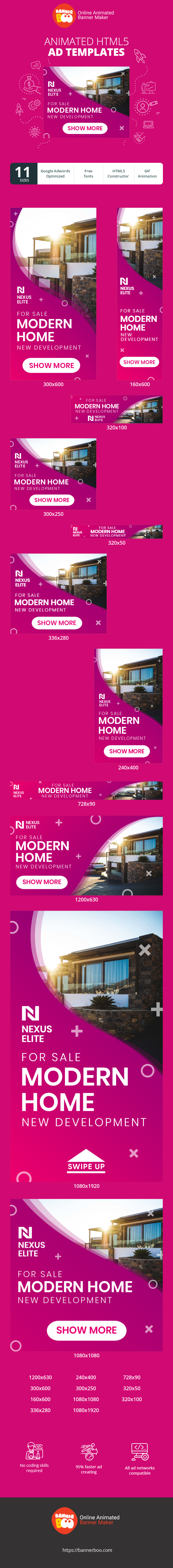 Banner ad template — Modern Home — For Sale New Development