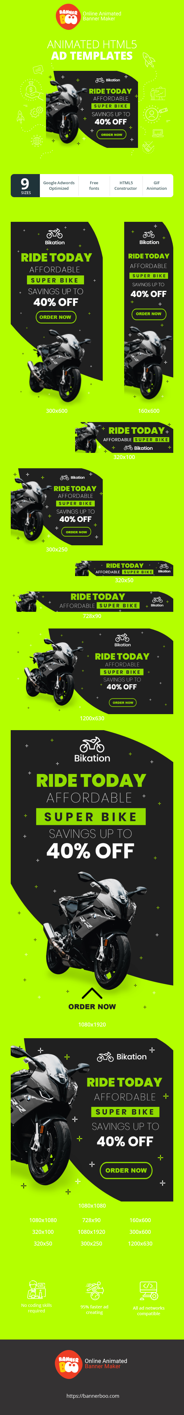 Banner ad template — Ride Today — Affordable Super Bike Save Up To 40% Off