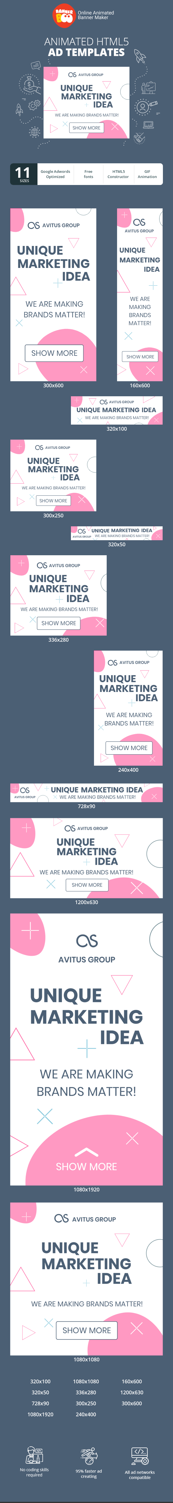 Шаблон рекламного баннера — Уникальная маркетинговая идея — мы делаем бренды значимыми!