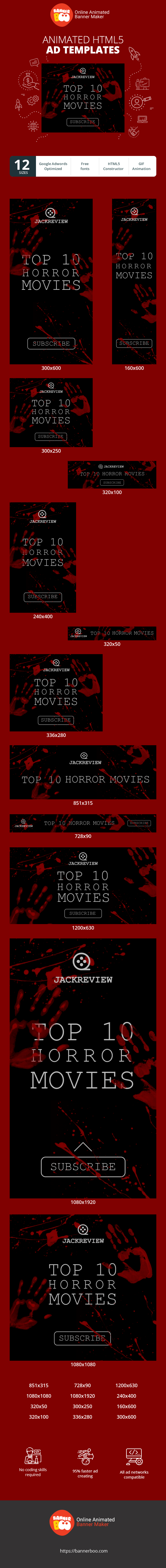 Banner ad template — Top 10 Horror Movies — Movie Blog