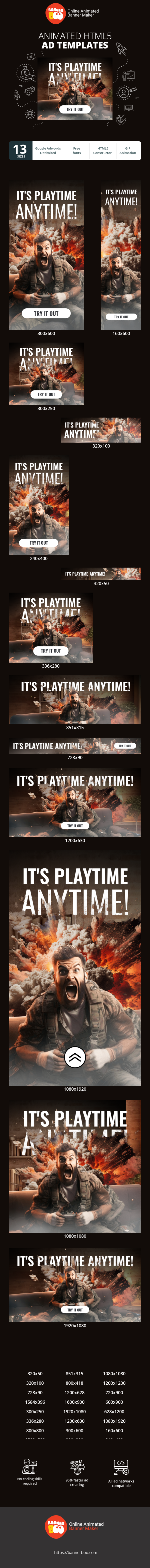 Banner ad template — It's Play Time Anytime — Gaming