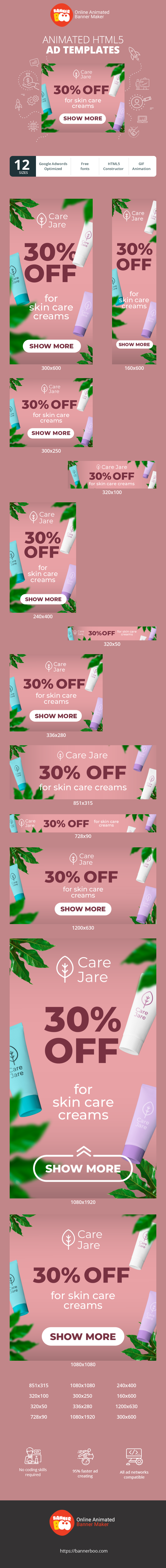 Banner ad template — 30% Off — For Skin Care Creams