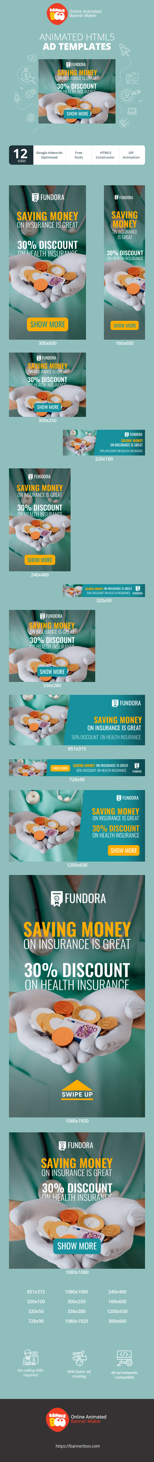 Banner ad template — Saving Money On Insurance Is Great — 30% Discount On Health Insurance