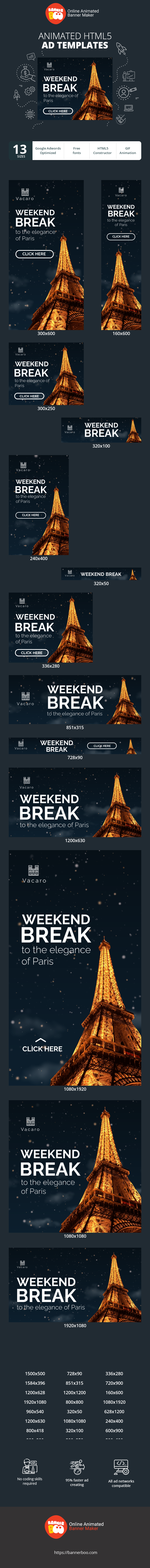 Szablon reklamy banerowej — Weekend Break  — To The Elegance Of Paris