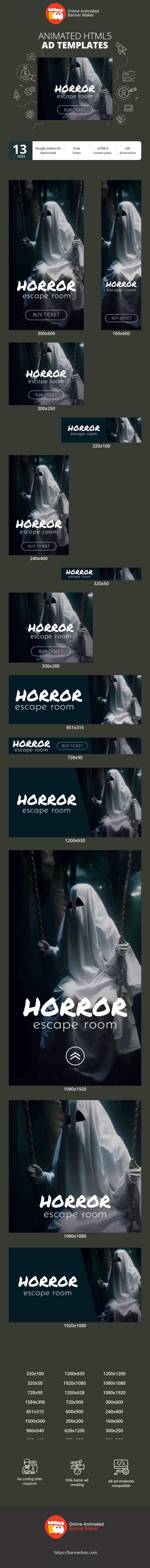 Banner ad template — Horror Escape Room — Halloween