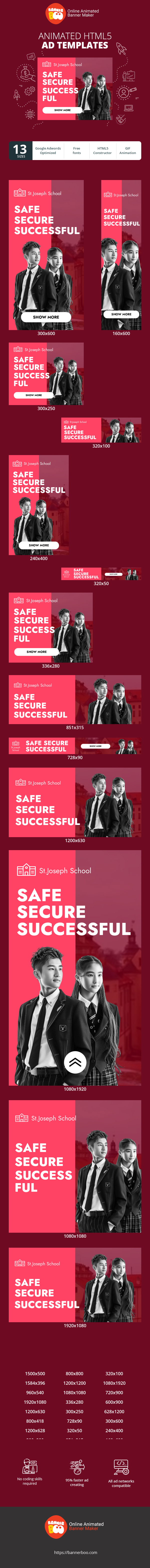 Banner ad template — Safe, Secure, Successful — Private School