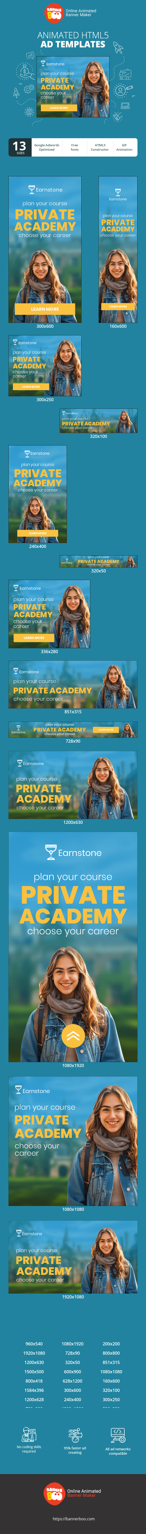 Szablon reklamy banerowej — Private Academy — Plan Your Course, Choose Your Career