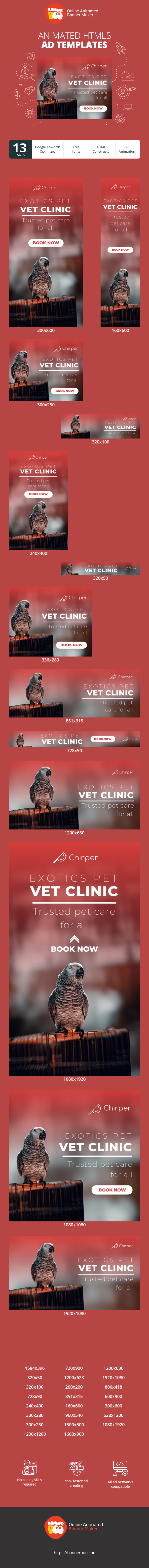 Banner ad template — Exotics Pet Vet Clinic — Trusted Care For All