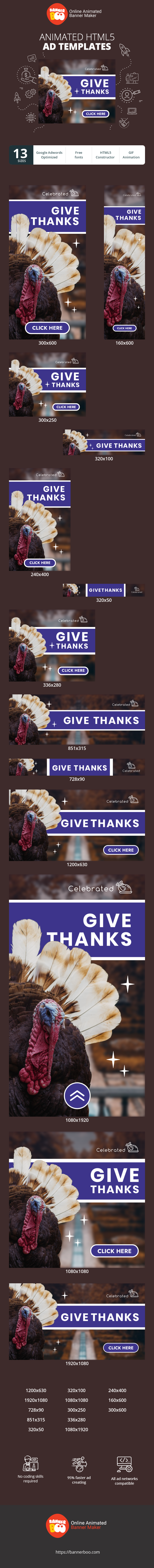 Banner ad template — Give Thanks — Thanksgiving