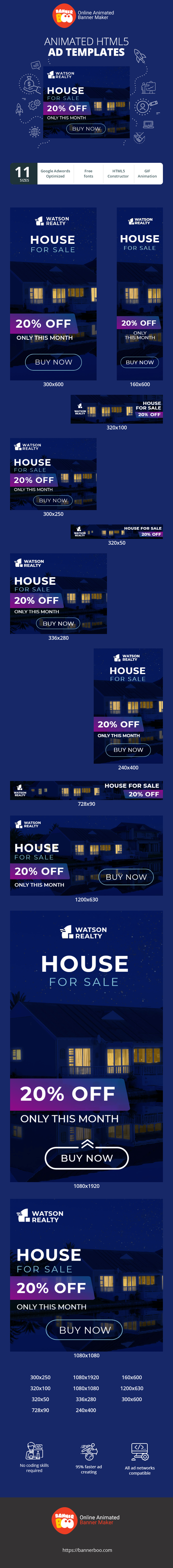 Szablon reklamy banerowej — House For Sale — 20% Off Only This Month