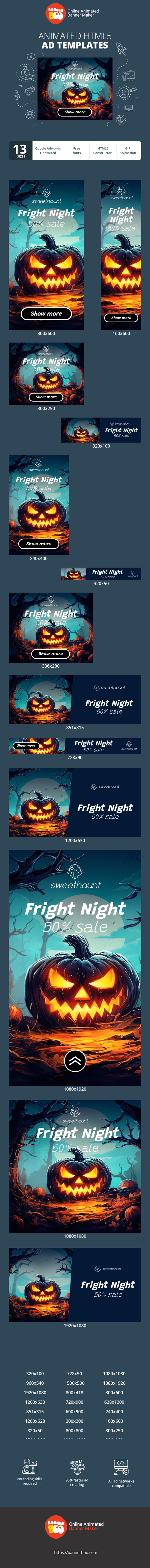 Banner ad template — Fright Night — 50% sale