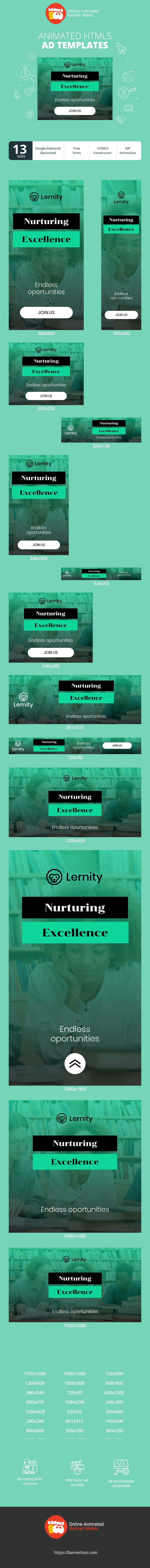 Banner ad template — Nurturing Excellence — Endless Oportunities