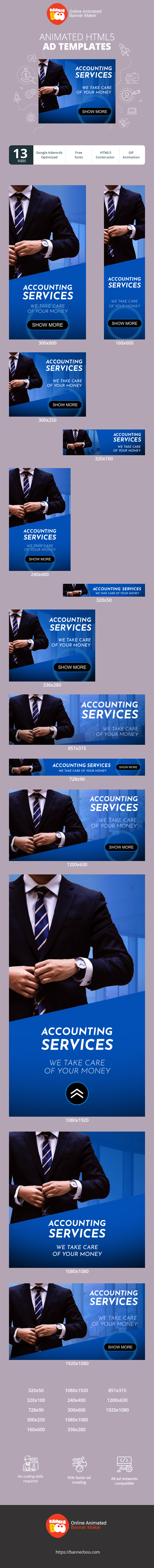 Banner ad template — Accounting Services — We Take Care Of Your Money