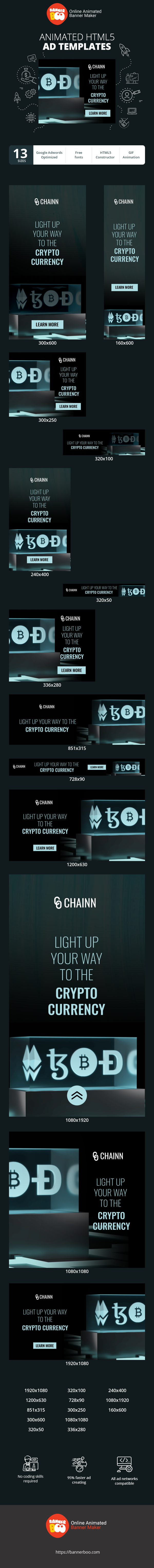 Banner ad template — Light Up Your Way To The Cryptocurrency — Cryptocurrency